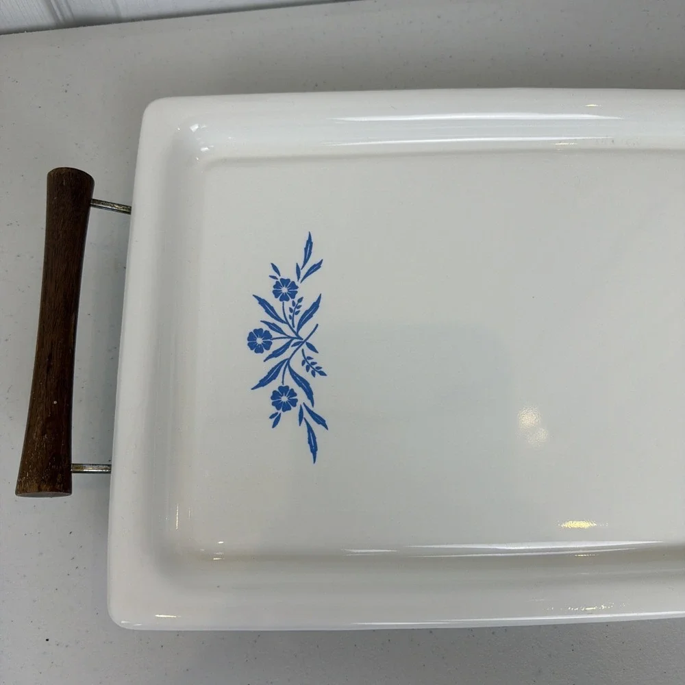 Vintage Corning Ware Cornflower Broil & Bake Tray With Serving Rack Stand P 35 B